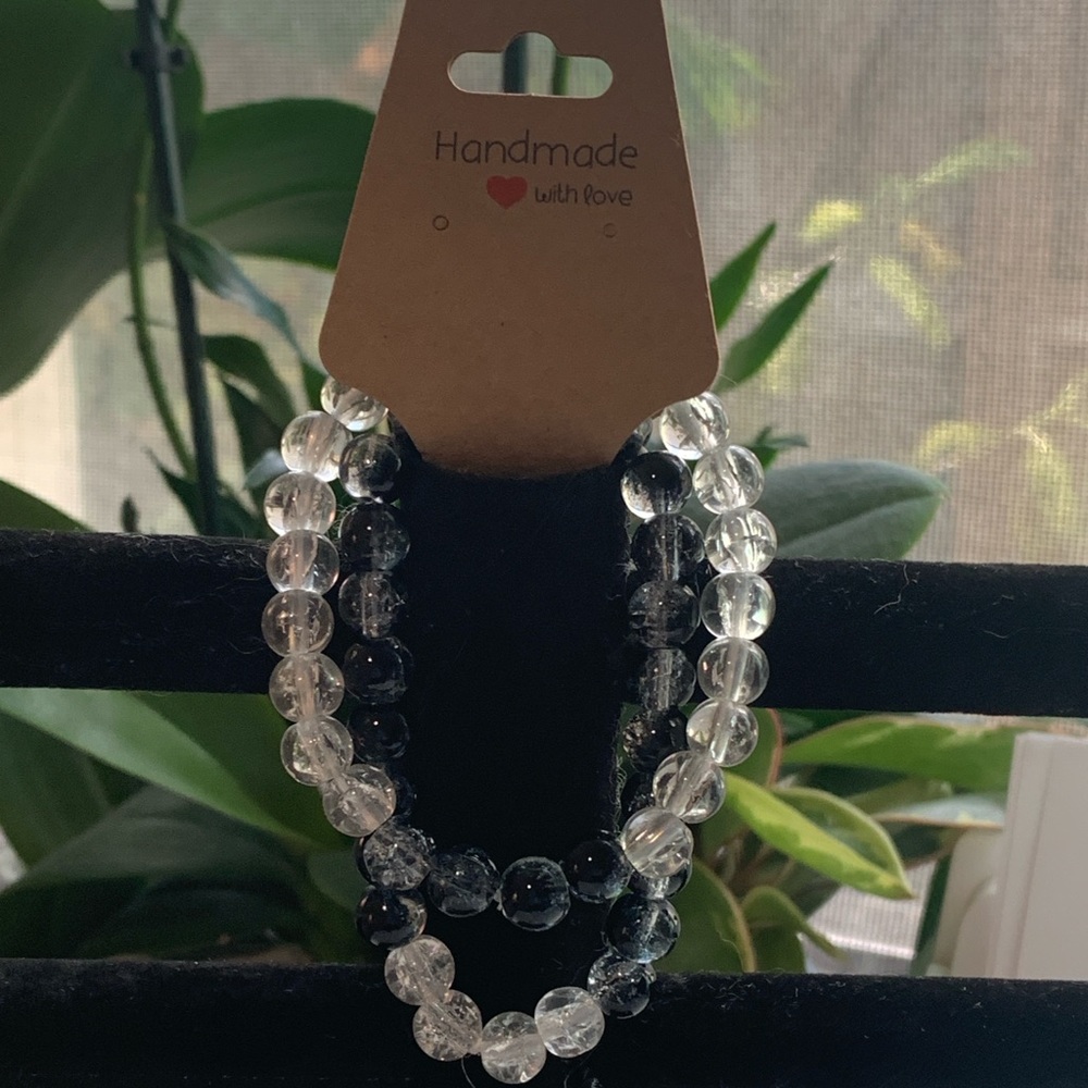 2 Glass Crackle Bead Bracelet Set